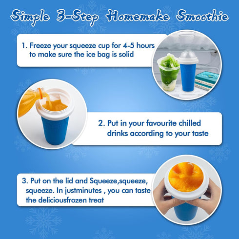 Slushie Maker Cup - DIY Magic Slushy Maker Squeeze Cup, Portable Smoothie Maker for Juices and Ice Cream (Blue)