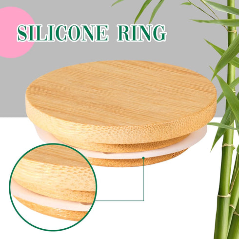 12 Set, 6 6 Mumufy Pcs Yogurt Jar Lids Colorful Covers Silicone Jar Lids and Bamboo Wood Yogurt Container Lids