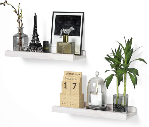 Set 2, 17 Inch Love-KANKEI Floating Shelves Wall Mounted of Rustic Wood Wall Shelves for Storage, Bedroom Living Room
