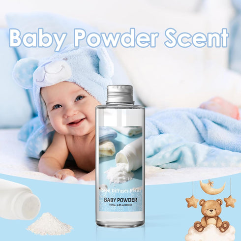 6.76 Oz, SCENTORINI Reed Diffuser Oil Refill, Baby Powder Diffuser Oil Fl Natural Scented Essential Oil Refill Long