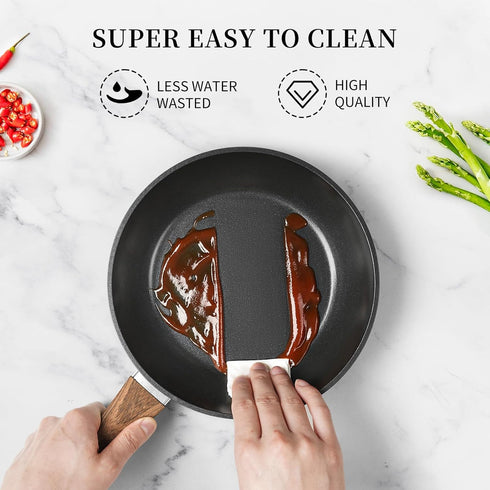Frying Pan Nonstick, 9.5 Inch, Non Toxic Skillet, Oven Safe, Induction Compatible