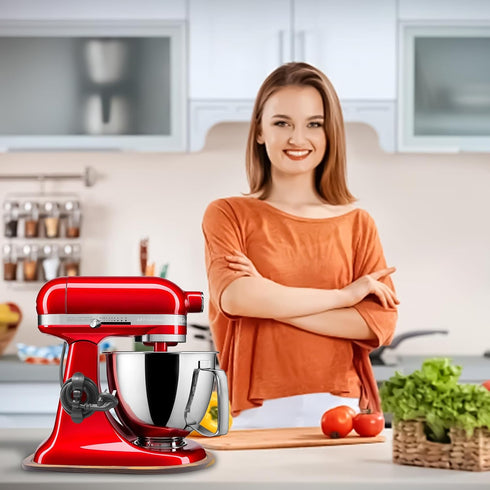 Sliding Mat for KitchenAid 4.5-5 Qt Stand Mixer with 1Pc Cord Organizer and 3Pcs Attachment Holder (Brown)