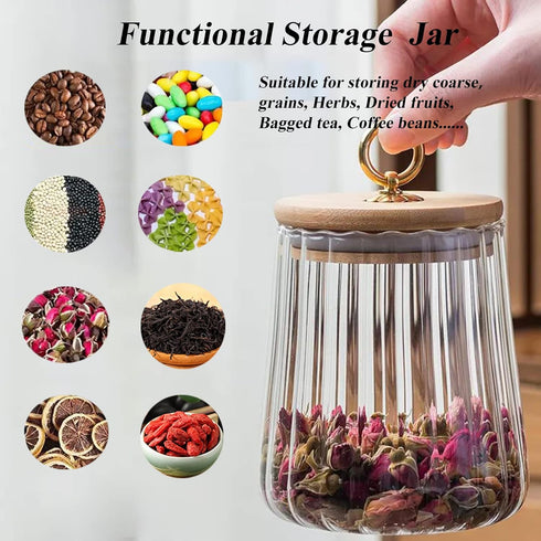 22 OZ 650ml Viovian Glass Storage Jar with Lid and Spoon FL Clear Candy Glass Canister Cute Decorative Jars for Food