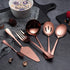 6-Piece Copper Serving Flatware Set, Stainless Steel Utensil Set, Includes Cake Server, Spoons, Fork, Knife