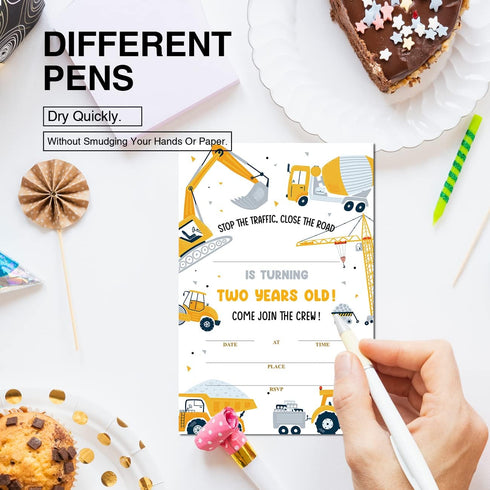 Soiceu 2nd Set 20 2 Cute Construction Birthday Party Invitations with Envelopes of Dump Truck Digger Construction Years