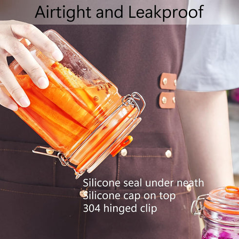 1 Pack 2 JILLMO Liter Fermentation Jar, Glass Fermenting Kit with Weight for Making Sauerkraut, Hot Sauce, Mead, Cider