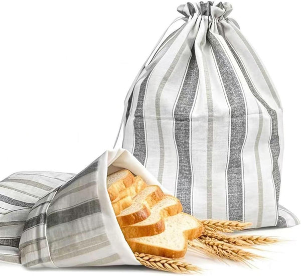 Duthcbw Premium Bread Bags for Homemade Loaves, XL Reusable Linen with Plastic Lining,