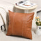 Fancy Homi Hand Stitched Brown Faux Leather Decorative Throw Pillow Covers 18x18 Inch for