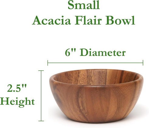 Lipper International Acacia Round Flair Serving Bowl, Small, 6" Diameter x 2.5" Height