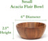 Lipper International Acacia Round Flair Serving Bowl, Small, 6" Diameter x 2.5" Height