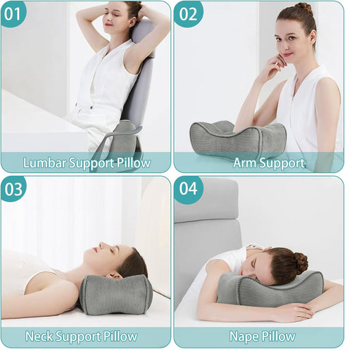 Lumbar Support Pillow for Office Chairs, Back Support Cushion for Lower Back Pain Relief, Small Grey