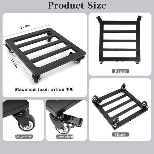 12Inch 200lb Heavy Duty Plant Caddy with Wheels - Weight Capacity - Steel Rolling Plant Stand for Indoor and Outdoor