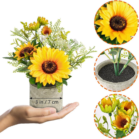 COCOBOO Sunflower Artificial Flowers Pot, Yellow Fake Flower Decor for Home, Bathroom, Kitchen