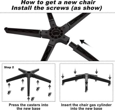 2200 lbs, 28 Inch Office Chair Base Replacement Parts Heavy Duty, Bear Capacity Desk Chair Base Replacement Metal