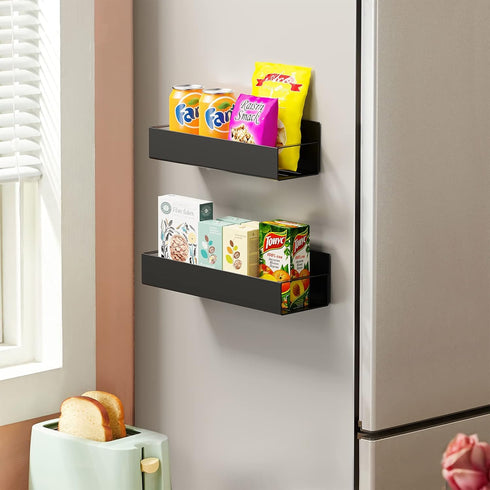 2 Pack Vetacsion Moveable Fridge Magnetic Spice Racks,Metal Black