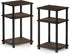 3-Tier 2-Pack, Furinno Just Turn-N-Tube End Table / Side Table / Night Stand / Bedside Table with Plastic Poles