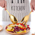 Salad Spoon and Fork Stainless Steel Tong Serving Set, Heavy Duty Smooth Finish Metal Serving Utensils Large Salad Servers for Home Kitchen Party Buffet Supply (Gold) by Ymeibe