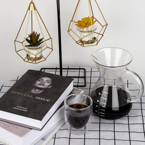 T-mark Pour Over Coffee Maker, 600ml/20oz, Reusable Double-layer Stainless Steel Filter, BPA-Free Glass Coffee Carafe