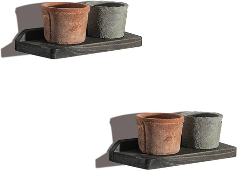 Freezing point Small Floating Shelves for Wall Set of 2 Natural Wood