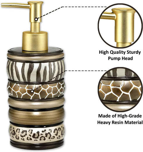 Popular Bath Safari Stripes Modern Bath Accessories Set, Lotion Pump, Contemporary Decorative Designs for Luxury