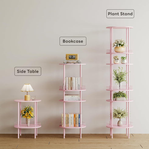 Storage,2-Tier (1PC,Pink) Small Modern Oval Side Table with Side Tables Living Room,Sturdy Nightstand for Small Space