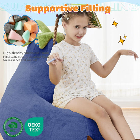 4-12 31 Inch, DUMOS Kids Bean Bag Chair, Stuffed Toddler Couch with Faux Rabbit Fur Cover for Teens & Kids, Comfy Lazy