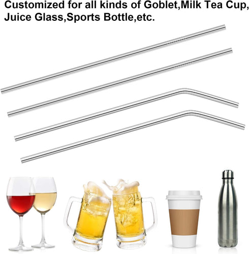 Hypermotion Stainless Steel Straw - Food Grade Reusable Metal Drinking Straw Set with Cleaning Brushes