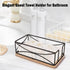 Guest Napkin Holder, Modern Metal Bathroom Paper Towel Caddy for Countertop & Kitchen (Black, Wooden Base)
