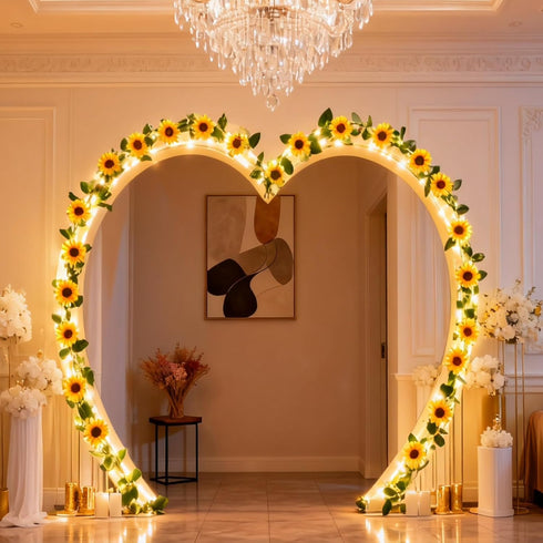 7.2ft GOESWELL Artificial Sunflower Garland with String Light: Fake SilkFlowers Vines with Green Leaves and Remote