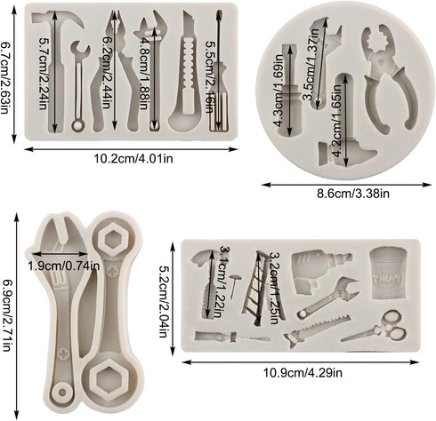 Hand Tools Silicone Mold Construction Tools, Set of 4 Chocolate Fondant Molds for Cake Decorating