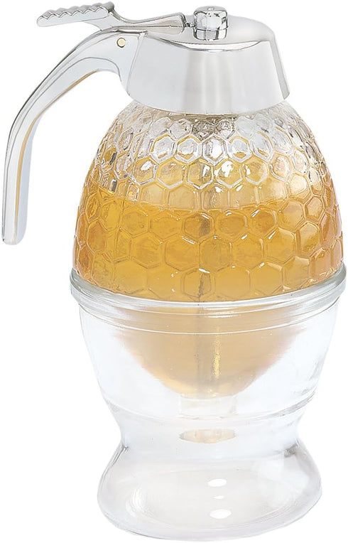 Fox Run Glass Honey and Syrup Dispenser With Warming Base, Clear, 3.25