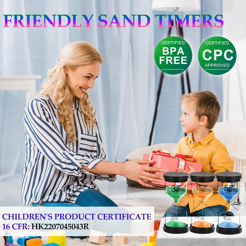 Sand Timer, 2 Minute Hourglass Timer, Colorful Blue Sand Clock, Plastic Sandglass for Kids, Classroom, Kitchen