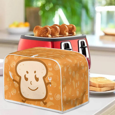 Cartoon Toaster Design 4 Slice Cover, Decorative Small Kitchen Appliance Dust and Fingerprint Protection