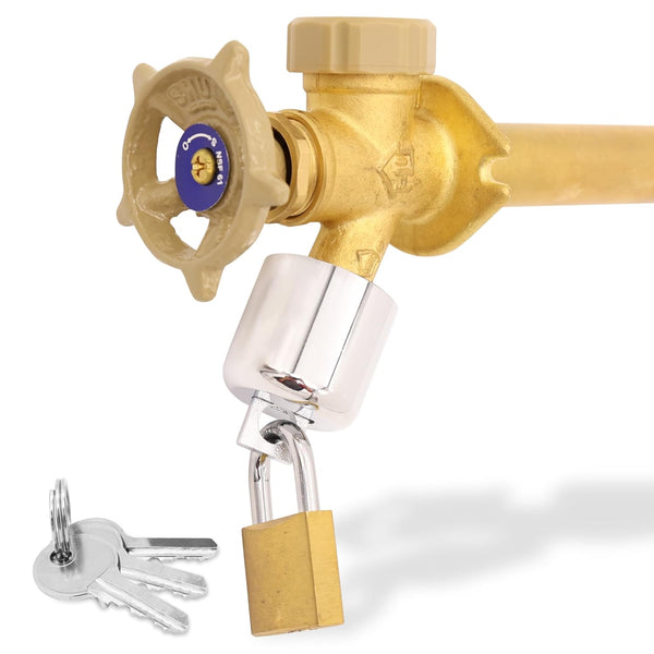 TRADESAFE Water Spigot Lock - Hose Bib Lock with Keyed Padlock, Fits