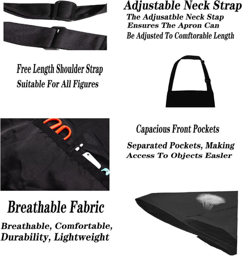 Personalized Aprons for Women with Pockets, Cute Gifts for Cooking, Kitchen, Baking