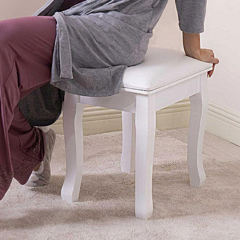 AVGVLIJ Vanity Stool, Padded Makeup Chair Bench with Solid Wood Legs, Dressing Table Seat, Cute Vanity Stools