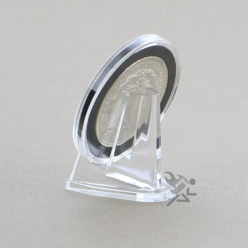 Clear Display Stand Easel for Coin Capsules, Challenge Medals, Casino Chips - 10 Pack