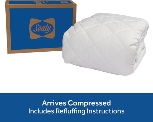 Sealy Luxury Cotton Top Fitted Mattress Pad, King Size, White