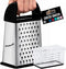 GORILLA GRIP XL 4-Sided Cheese Grater with Container, BPA-Free Stainless Steel Box Grater, Black