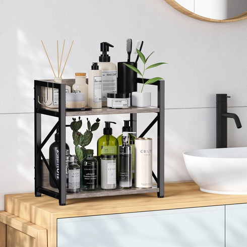 Countertop Countertop, 2 Counter Kitchen Organizer, Coffee Bar Station Organizer for Tiers Kitchen Shelf, Wooden Spice