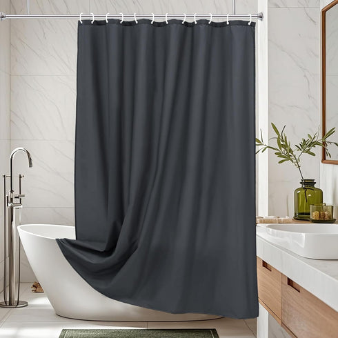 AooHome Fabric Shower Curtain 48 x 72 Inch, Solid Color Bath Curtain with Hooks, Dark Grey