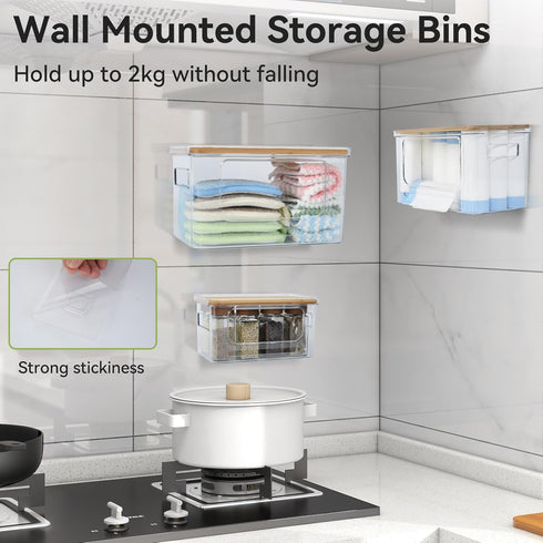 3 Pack OTraki Trash Bag Holder Dispenser with Lid Plastic Garbage Bag Dispenser Stackable & Wall-mounted, Trash Bags