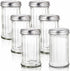 Tebery 6 Pack Glass Retro Cheese Spice Herb Seasoning Shakers with Perforated Stainless Steel Lid, 12Oz