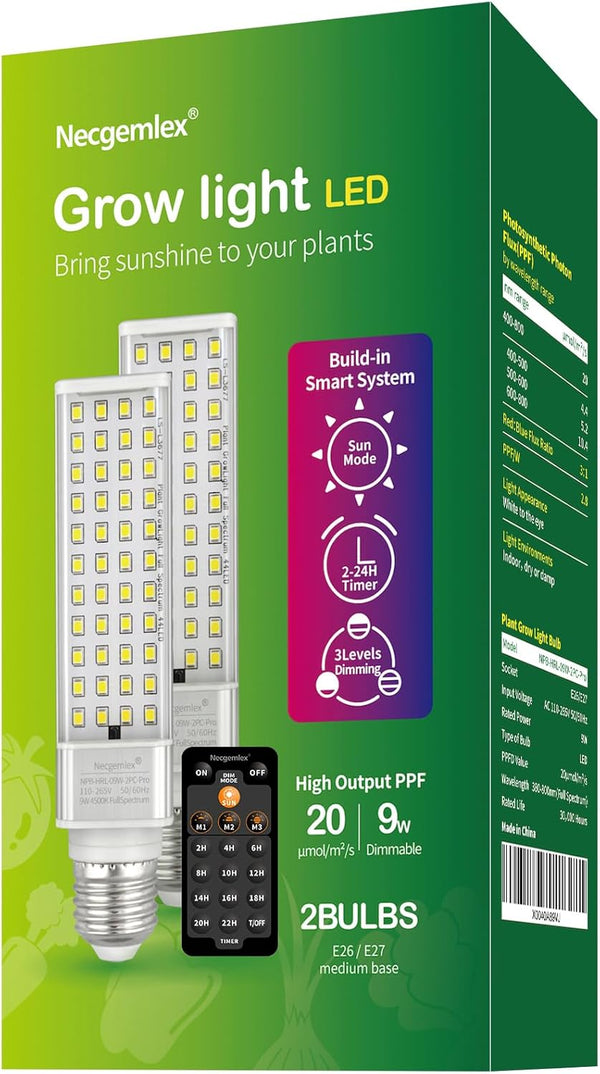 Smart LED Grow Light Bulbs for Gooseneck Clamp Light - Dimmable, Sun