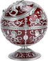 Vintage Windproof Ashtray with Lid, Metal Ball Cigarette Tabletop Ashtray in Wine Red Globe Fly Dragon Shape