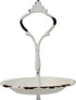 Stonebriar Small 2 Tier Worn White Metal Tray, Rustic Farmhouse Decor, Tiered Jewelry Tray for Vanity or Bathroom, 9.25"