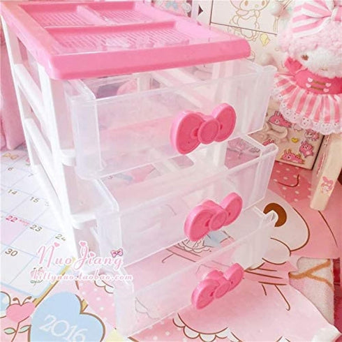 PEXIZUAN Kawaii Desk Organizer, Makeup Organizer, Room Accessories, 3 Layers
