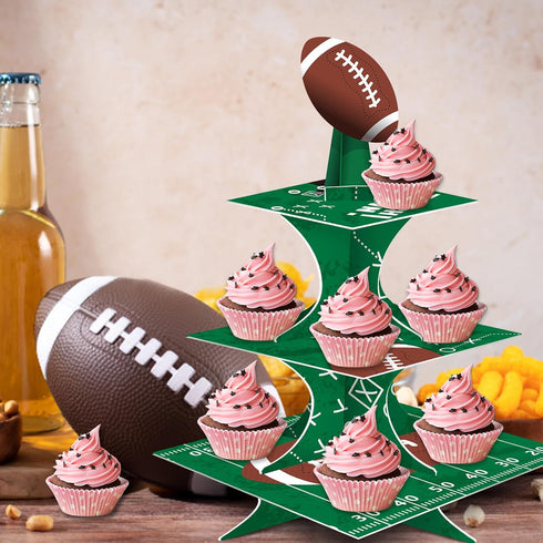 FRIDAY NIGHT Super Football Bowl Party Cardboard Cupcake Stands, Mini Cake Dessert Stand for Kid Birthday Supplies