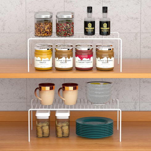 Cabinet Storage Shelf Rack Set of 2, Medium (13 x 9.4 inch) Rustproof Metal Wire Kitchen Cabinet Organizer and Storage, Cupboard Spice Shelf Rack for Plate, Dish, Counter & Pantry Organization by GEDLIRE