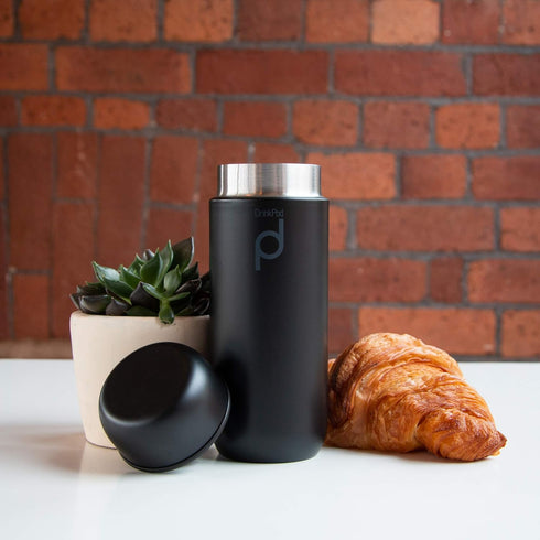 Drinkpod HCF-200BK Vacuum Insulated Capsule Flask, Black, Stainless Steel, 200ml